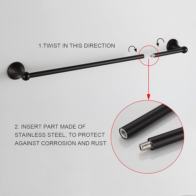 BGL Bathroom Hardware Set Oil-Rubbed Bronze Bath Towel Bars Adjustable - Image 6