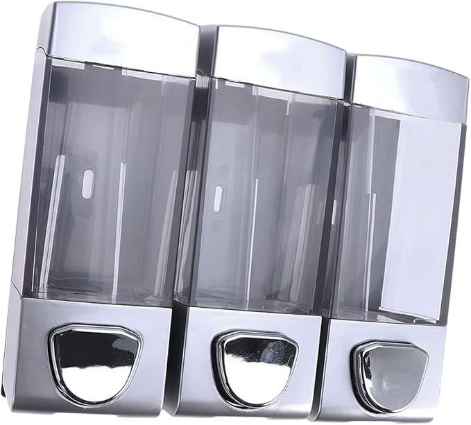 Wall-Mounted Shampoo Dispenser and Lotion Pump, Three-Chamber Soap Gel Bottle by ULDIGI