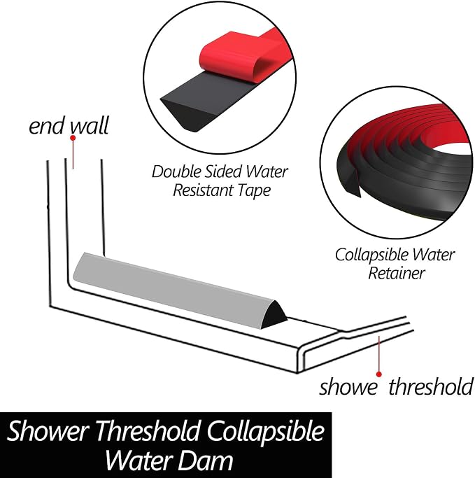 Raycity Shower Threshold Water Dam Barrier, Shower Door and Kitchen Water Strip - Image 3