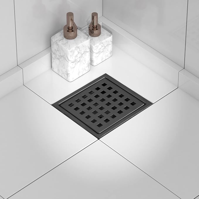 6 Inch Square Shower Floor Drain, Stainless Steel Flange - Image 7