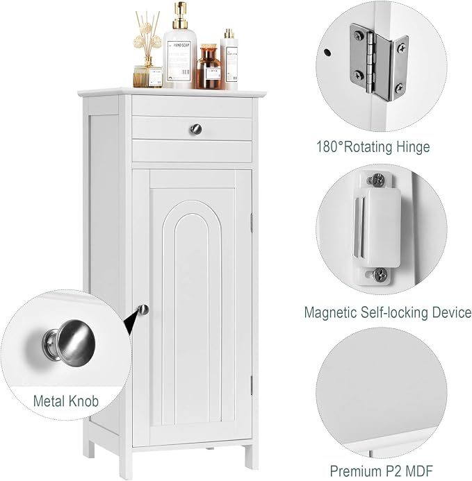 DORTALA Bathroom Floor Cabinet, Free-Standing Wooden Floor Storage Cabinet - Image 7