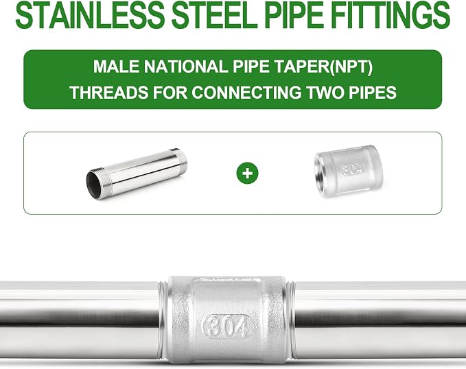 TAISHER 1PCS Stainless Steel Pipe Fittings, 1-1/4" NPT Male x 1-1/4" NPT Male - Image 7