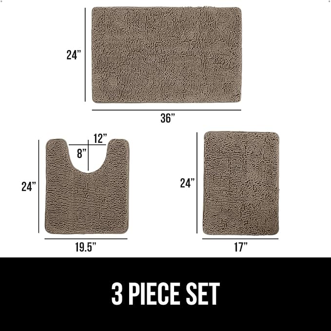 GORILLA GRIP Bathroom Rug Sets 3 Piece, Bath Mat Set and Oval Toilet Base - Image 2