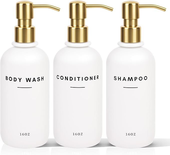 Set of 3 Shampoo and Conditioner Dispenser - 16oz Durable Shower Soap Dispenser by DIDROOM