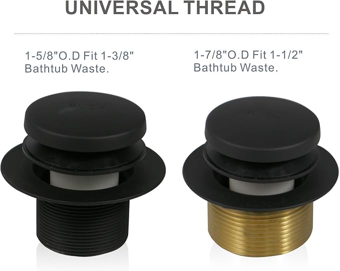 Black Tub Drain Tip-Toe Tub Trim Set Conversion Kit Assembly, Hidrop Bathtub - Image 4
