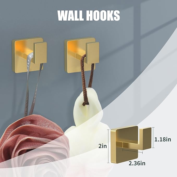 5 Piece Gold Towel Bar Set Bathroom Hardware Set Gold Bathroom Accessories Set - Image 5