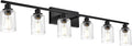 6-Light Seeded Glass Vanity Light Fixtures in Matte Black Finish, 45.3 Inches by WINSHENLighting