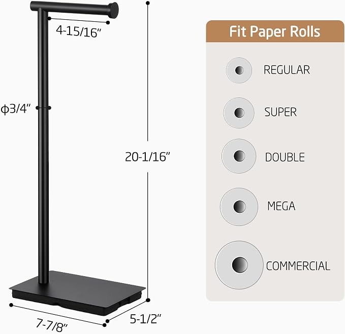 KES Black Toilet Paper Holder Stand Bathroom Freestanding Toilet Tissue Paper - Image 6
