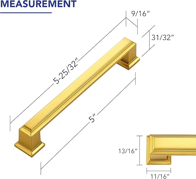 Ravinte Hardware 15 Pack Brushed Brass Cabinet Pulls, 5 Inch Hole Center Zinc - Image 2