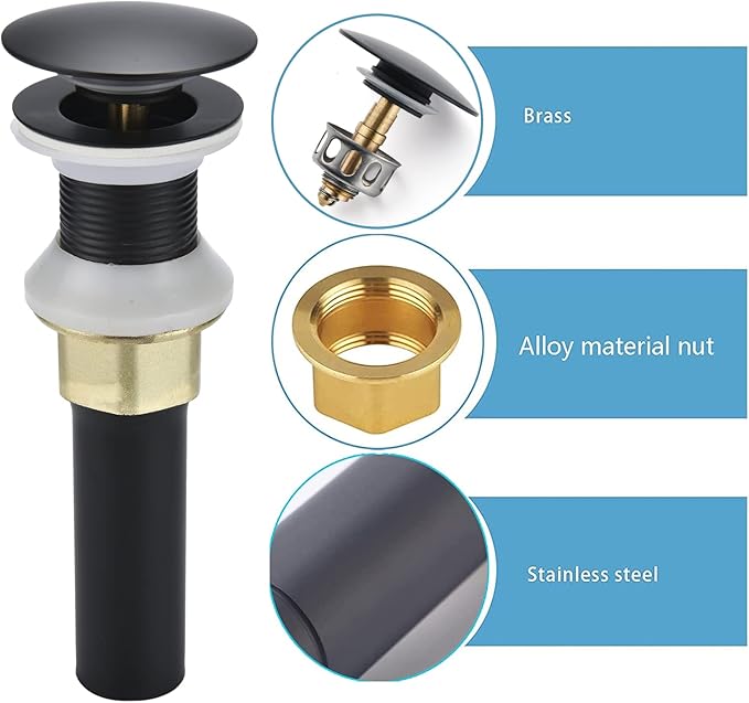 Bathroom Sink Drain, 2 Pack Drain Stopper Bathroom Sink Without Overflow - Image 3