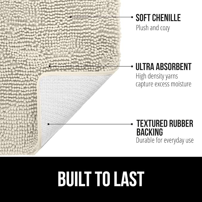 GORILLA GRIP Bath Rug Mat 30x20, Thick Absorbent Chenille, Quick Dry Microfiber - Image 2