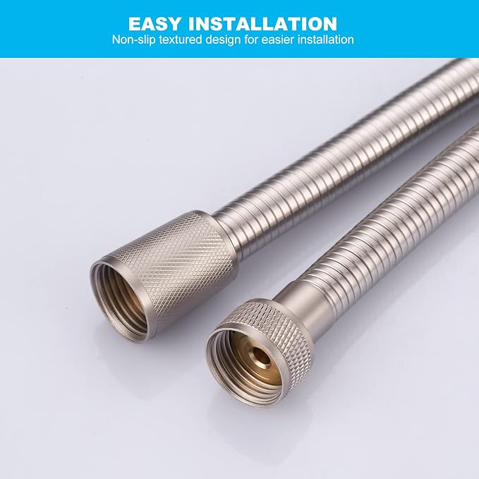 Aleasha Brushed Nickel Finished Shower Hose, 63 Inch SUS 304 Stainless Steel - Image 5