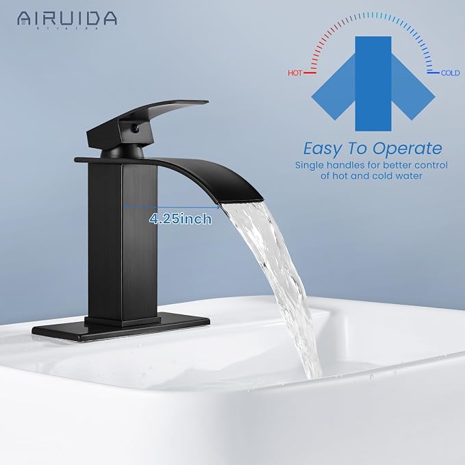 Airuida Oil Rubbed Bronze Single Handle Bathroom Sink Faucet Single Hole - Image 3