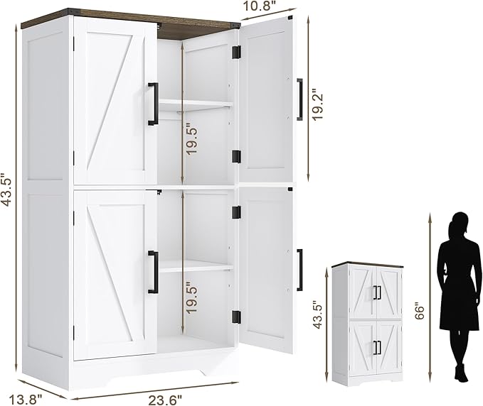 Treocho Bathroom Floor Cabinet, Farmhouse Bathroom Storage Cabinet - Image 2