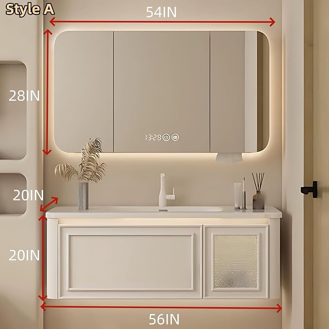 56IN Wall Mounted Bathroom Vanity Set - Image 2