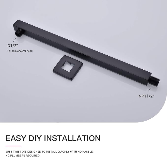 Matte Black Shower Arm with Flange 16 Inch Wall Mounted Extension Arm - Image 5