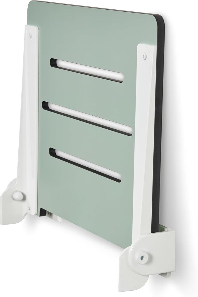 18 inch Silhouette Slimline Folding Wall Mount Shower Bench Seat, Sea Green Seat - Image 9