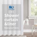 2-in-1 Waterproof Fabric Shower Curtain or Liner, Linen Textured, Breathable by THAIGEE