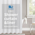 2-in-1 Waterproof Long Fabric Shower Curtain or Liner, Linen Textured, 78 Inch by THAIGEE
