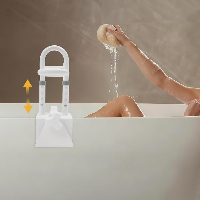 Bathtub Safety Rail, Adjustable Height Bathtub Handle Grab Bar, Sturdy Clamp-On - Image 4