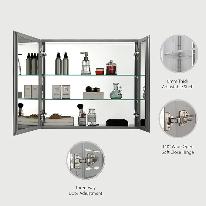 Blossom 30x26 Inch Aluminum Medicine Cabinet - Image 4