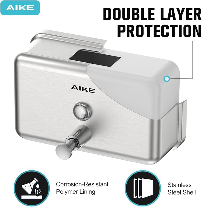 AIKE AK1005 Commercial Soap Dispenser – 37oz Capacity, Brushed Stainless Steel - Image 3