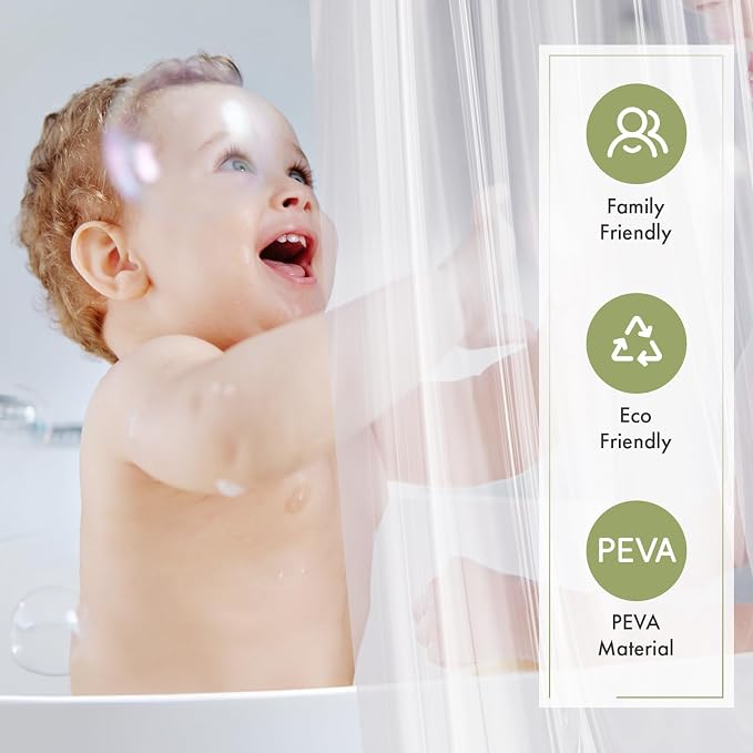 Amazer Clear Shower Curtain Liner, 60x72 Plastic Shower Liner PEVA Medium - Image 6