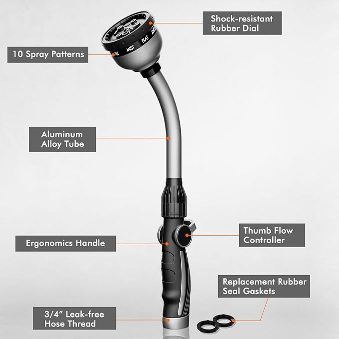 RESTMO Watering Wand Heavy Duty, Metal Garden Hose Wand - Image 2