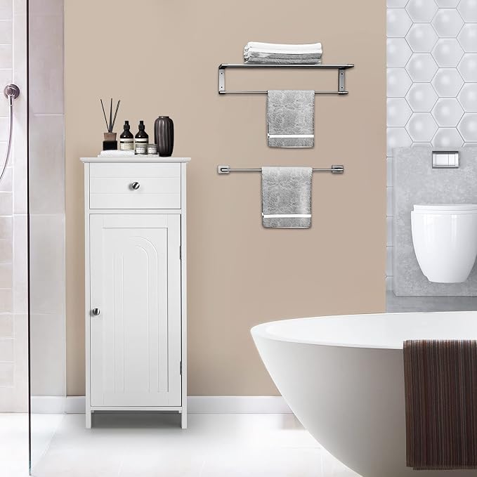 COSTWAY Bathroom Storage Cabinet, Single Door Floor Cabinet - Image 2