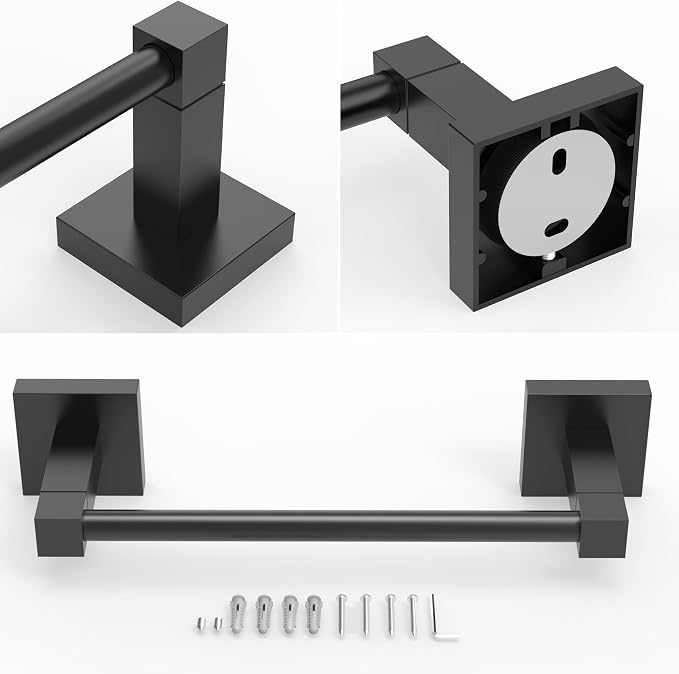 RUACQ Hand Towel Holder, 9-inch Hand Towel Bar, Square Base Towel Ring - Image 6