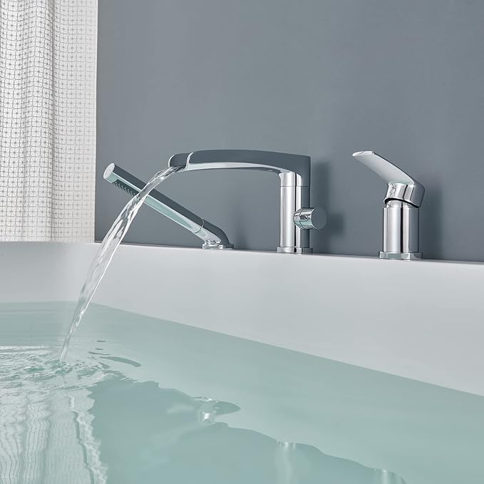 Waterfall Roman Tub Faucet Chrome Deck Mount Bathtub Faucets Brass Tub Filler - Image 4