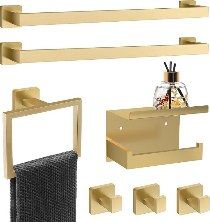 7 Piece Gold Bathroom Hardware Set by Dorudonatrox