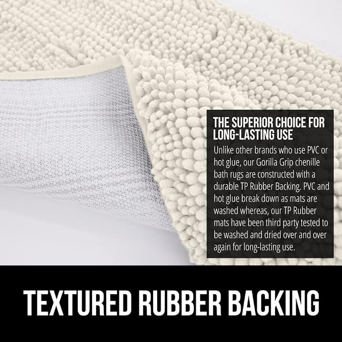 GORILLA GRIP Bath Rug Mat 30x20, Soft Absorbent Chenille, Quick Dry Microfiber - Image 6