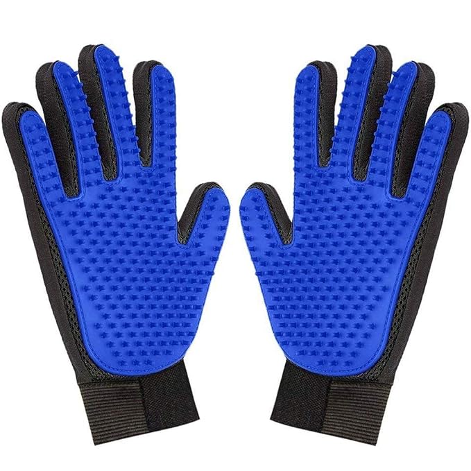 1 Pair Pet Grooming Glove, Gentle Deshedding Brush Glove Hair Remover Brush by myKimono