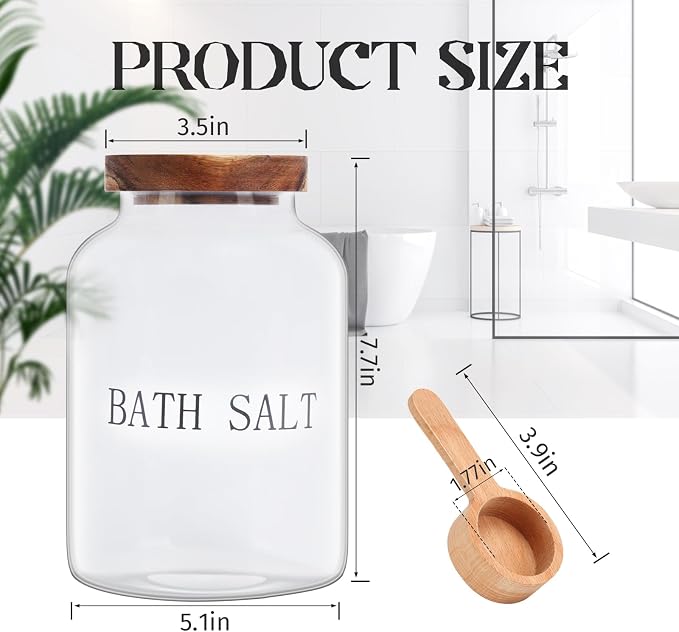 2Pcs 74 oz Glass Bath Salts Jar, Bath Salt Container - Image 2