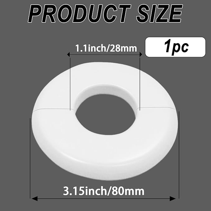 1 Pack Wall Split Flange for 1.1 Inch/28mm OD Pipe ABS Escutcheon Plate - Image 2