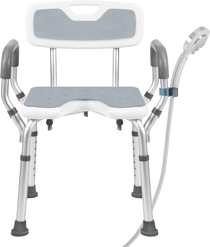Shower Chair with Arms and Back Heavy Duty 330lbs, Shower Seat by TooCust
