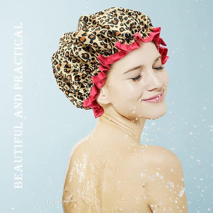 TCOTBE 4 Pieces Shower Cap for Women, Elastic and Reusable, Environmental - Image 7