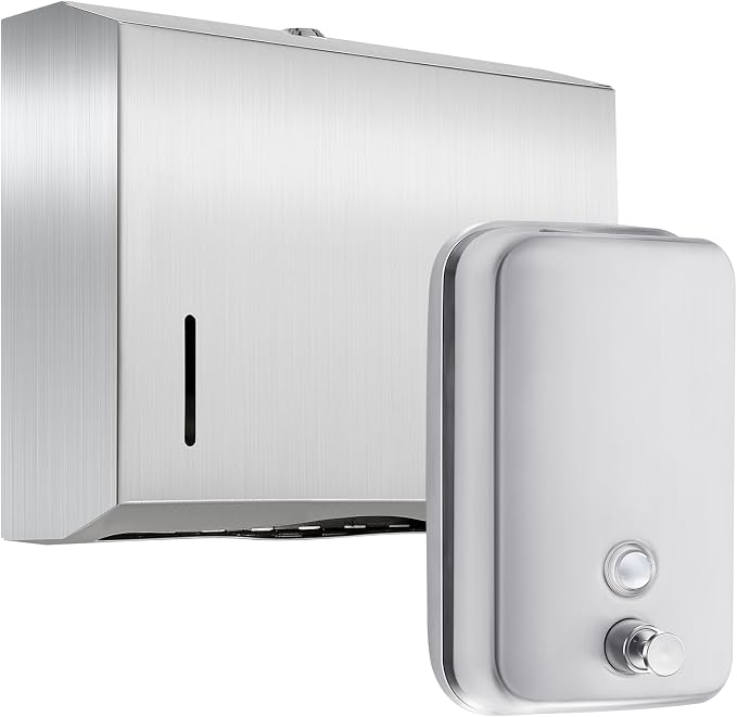 2 Pcs Commercial Soap Dispenser and Paper Towel Dispenser Set by Kritkin