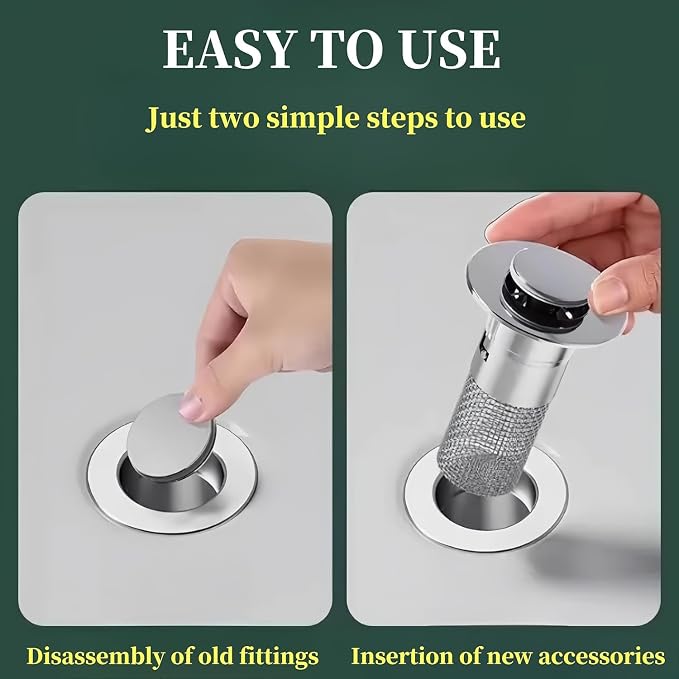 Bathroom Sink Stopper Hair Catcher, Pop-up Sink Drain Strainer - Image 6