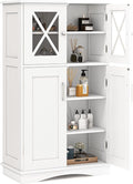 Tangkula Freestanding Floor Cabinet w/2 Glass Doors, 3-Level Adjustable Shelves by TANGKULA