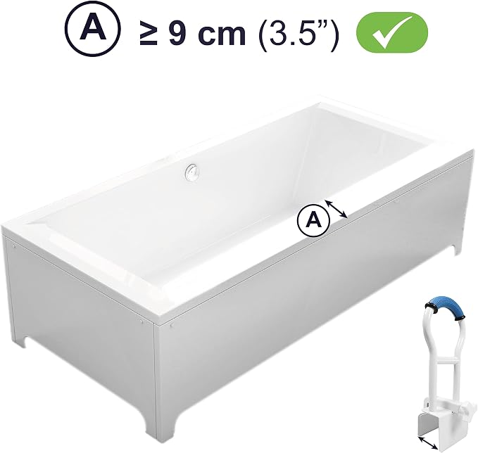 KMINA Bathtub Safety Rail, Padded Non-Slip Grip, Adjustable Grab Bar - Image 2