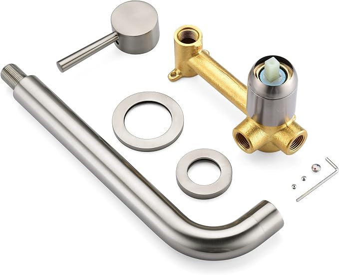 sumerain Bathtub Faucet Brushed Nickel Wall Mount Tub Faucet Single Left-Handed - Image 7