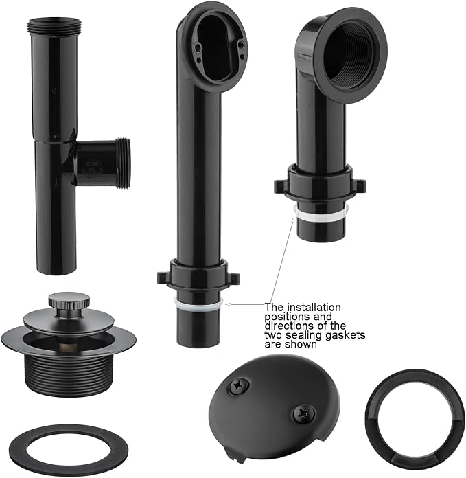 Yariwiz 1-1/2" Matte Black Bathtub Tub Drain Kit Bath Waste Overflow Drain Tube - Image 6