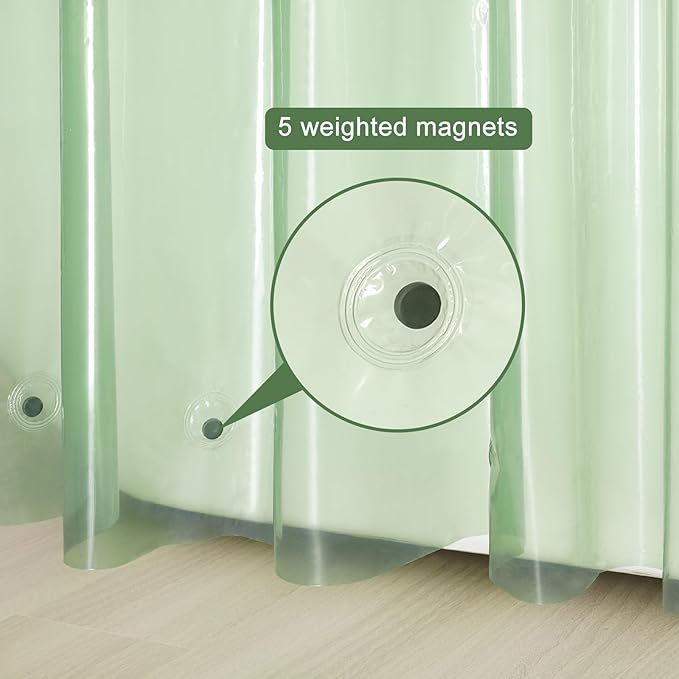 UFRIDAY Green Clear Shower Curtain Liner 72 x 72 inches, Pastic Standard Shower - Image 4