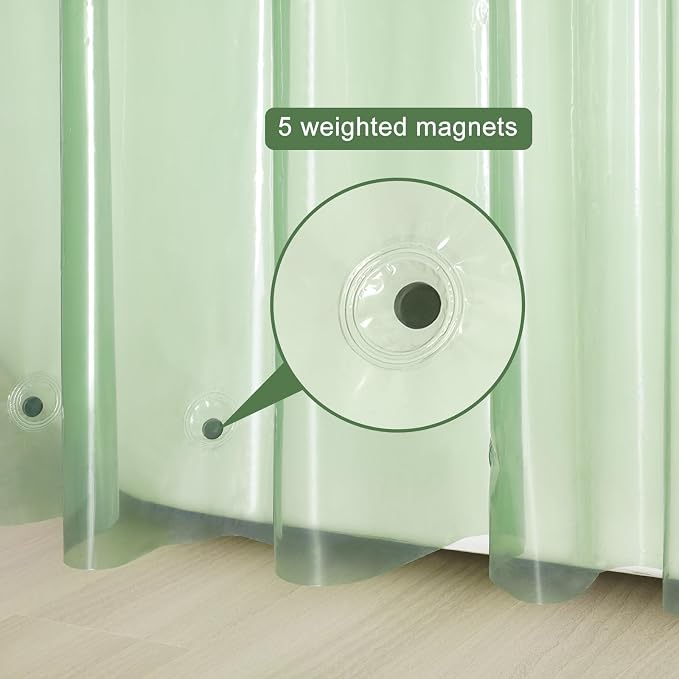 UFRIDAY Sage Green Clear Shower Curtain Liner, 72 x 78 inches, Long Plastic - Image 4