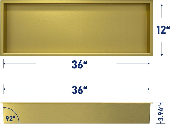 Stainless Steel Shower Niche 36" X 12" Gold No Tile Needed Niche Shower - Image 3