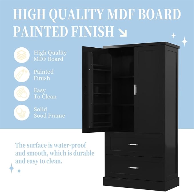 Tall Wide Storage Cabinet, Wood Storage Cabinet - Image 5