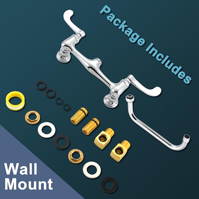 Wall Mount Commercial Sink Faucet Long Handles Wall Mounted Kitchen Faucet 8 - Image 8