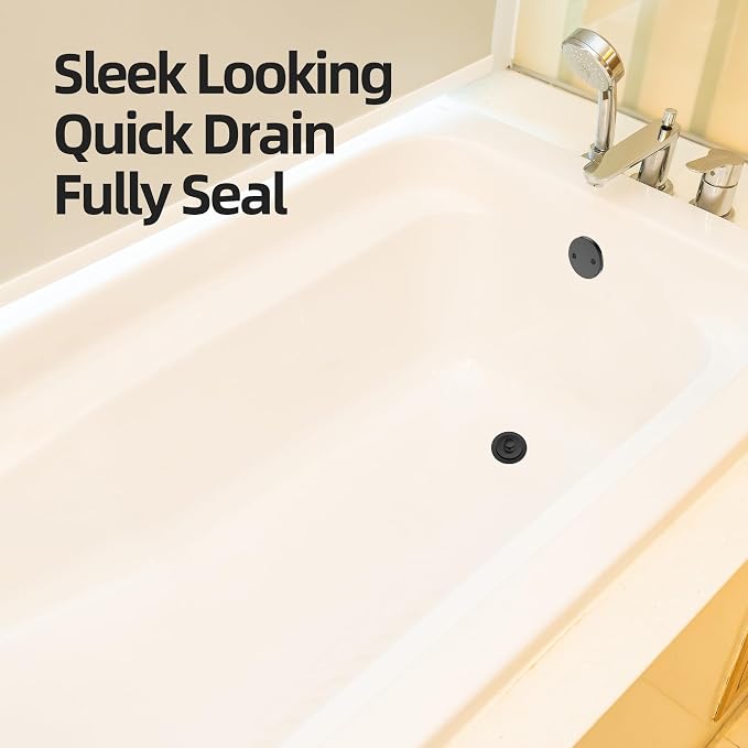 Matte Black Bathtub Drain, Hair Catcher and 2-Hole Overflow Faceplate, 11.5/16 - Image 5